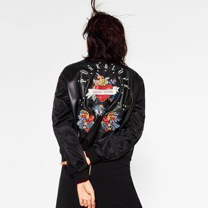 Zara - Studded Embroidery Bomber Jacket(Brand New)